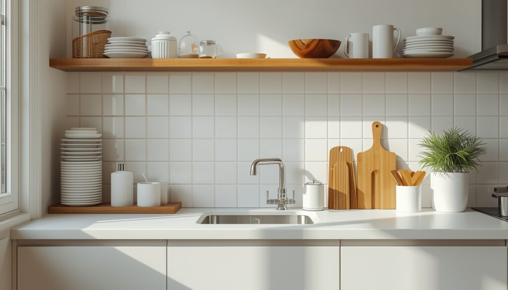 uporządkowana kuchnia i wygodnie ułożone przedmioty na blacie